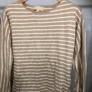 CHIC LUXE MICHAEL KORS STRIPE LIGHT RIB KNIT SWEATER